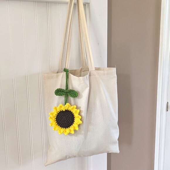 Crochet Sunflower Car Mirror Hanging Charm | Crochet Hanging Accessory - Picture 4 of 10